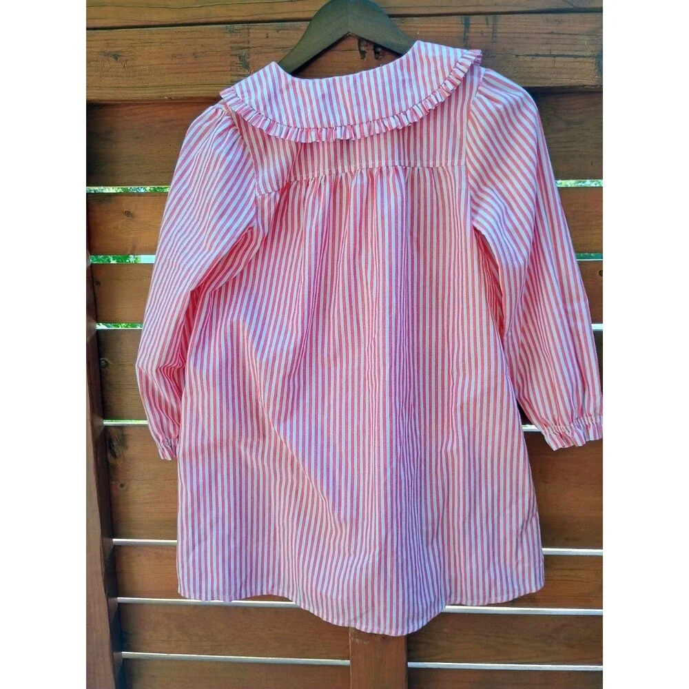 J. Crew Crewcuts Girls Long Sleeve Nightgown in Red Stripe Large Sz 10-11